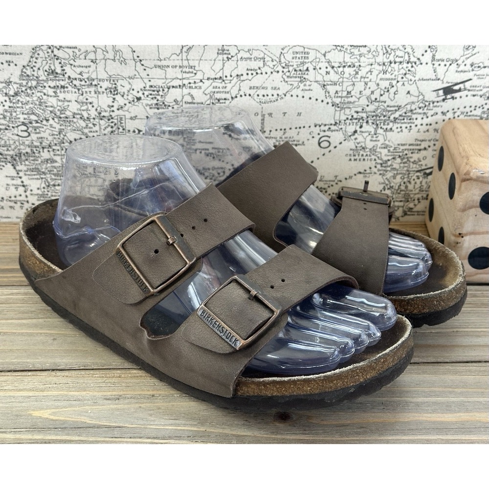 Birkenstock Arizona Leather Slides Sandals Women 8 Brown Good